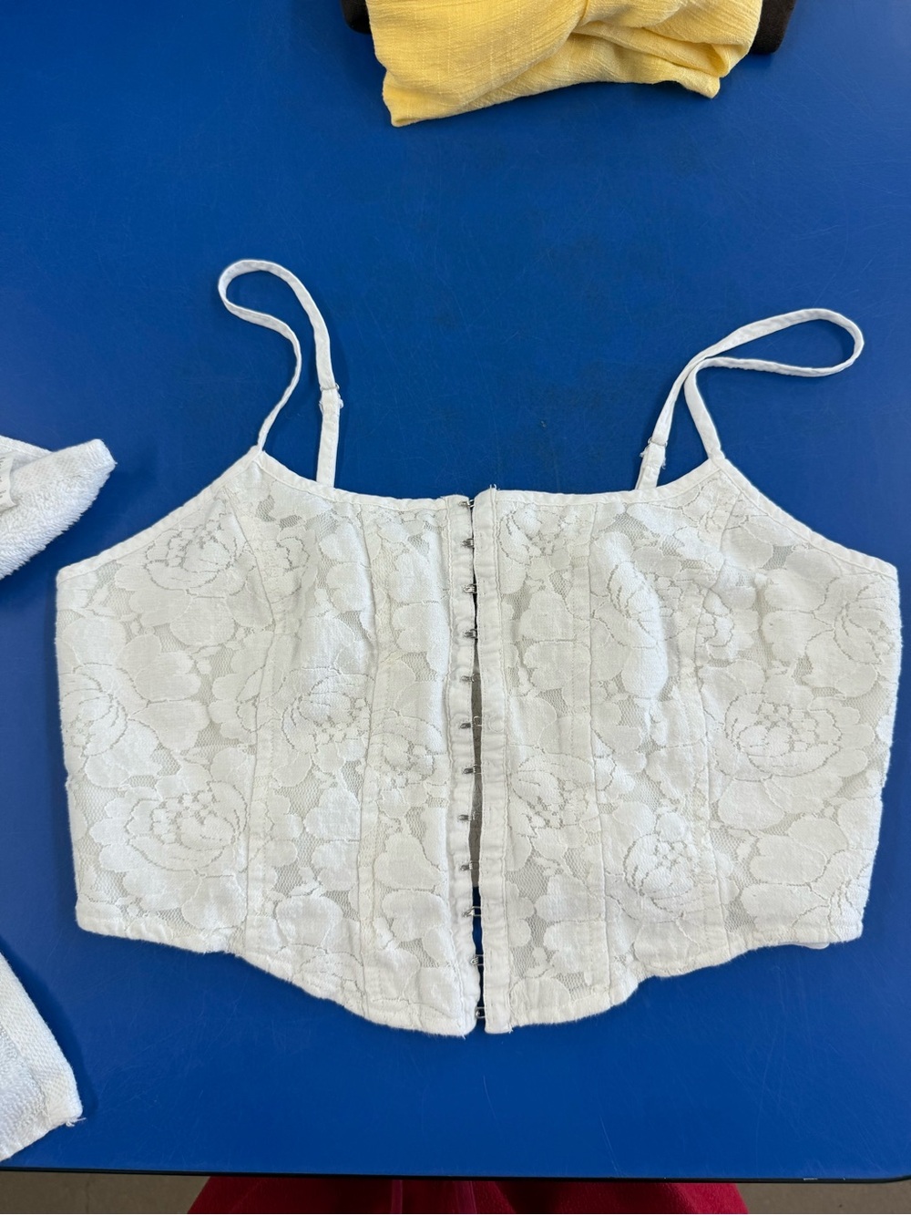 wild fable White Smocked Lace Bustier Top